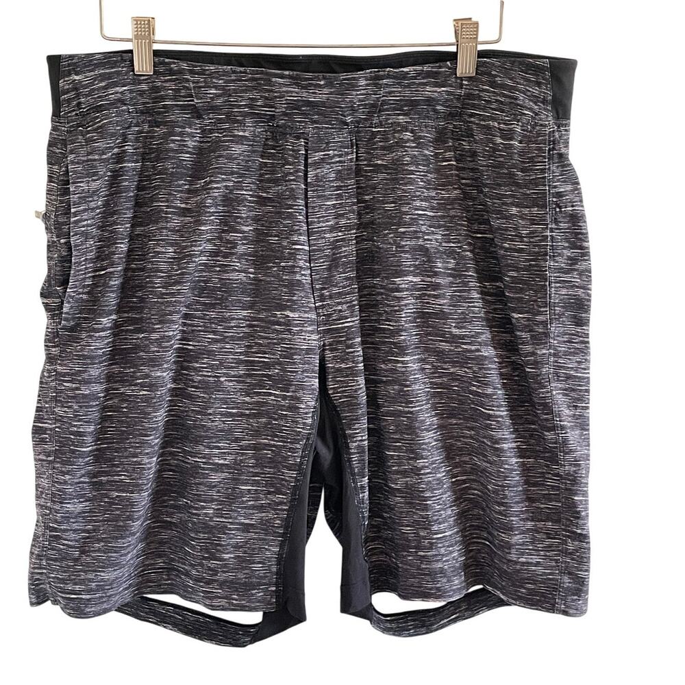Lululemon T.H.E. Shorts XXL Black Heather Lined Training Gym Athletic Shorts